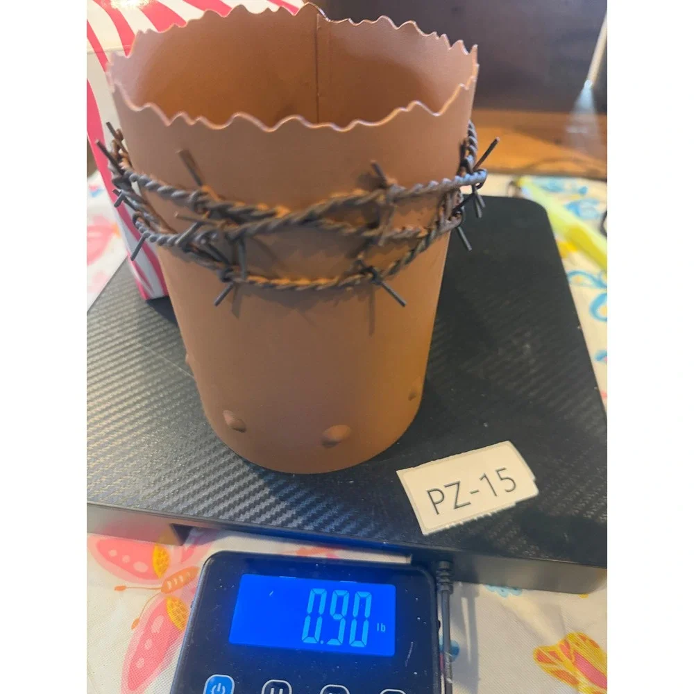 Pink Zebra Rustic Western Barbed Wire Metal Candle Sleeve Terracotta Brown